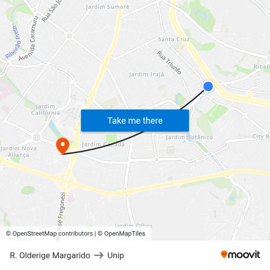 R. Olderige Margarido to Unip map