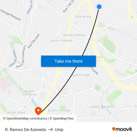 R. Ramos De Azevedo to Unip map