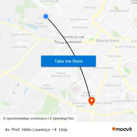 Av. Prof. Hélio Lourenço to Unip map