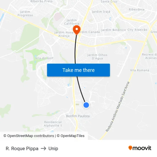 R. Roque Pippa to Unip map