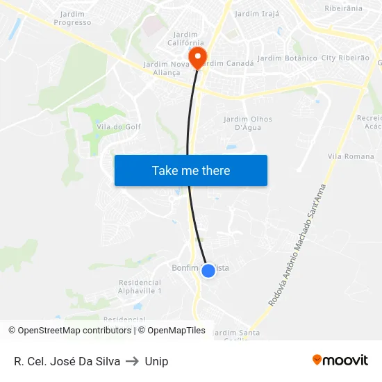 R. Cel. José Da Silva to Unip map