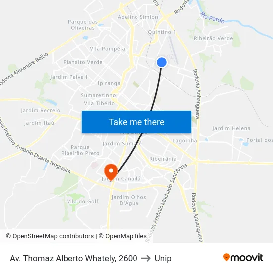 Av. Thomaz Alberto Whately, 2600 to Unip map