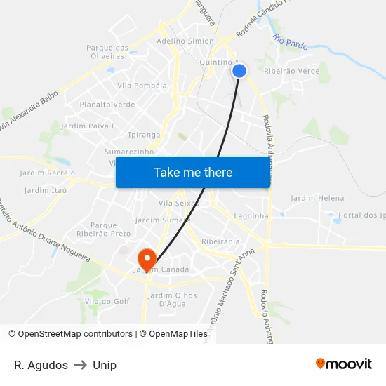 R. Agudos to Unip map