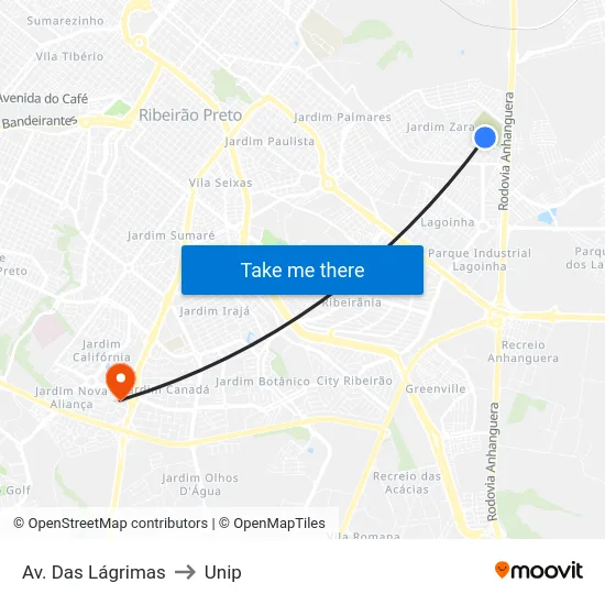 Av. Das Lágrimas to Unip map