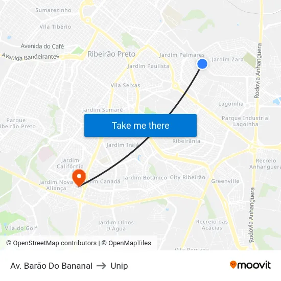 Av. Barão Do Bananal to Unip map