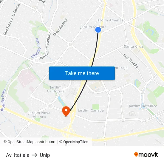 Av. Itatiaia to Unip map