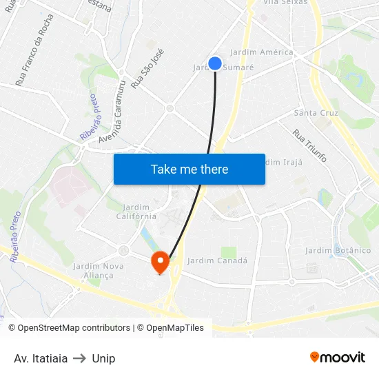 Av. Itatiaia to Unip map
