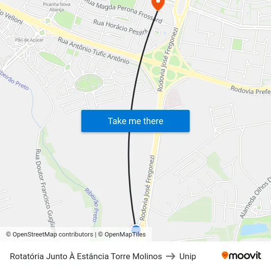 Rotatória Junto À Estância Torre Molinos to Unip map
