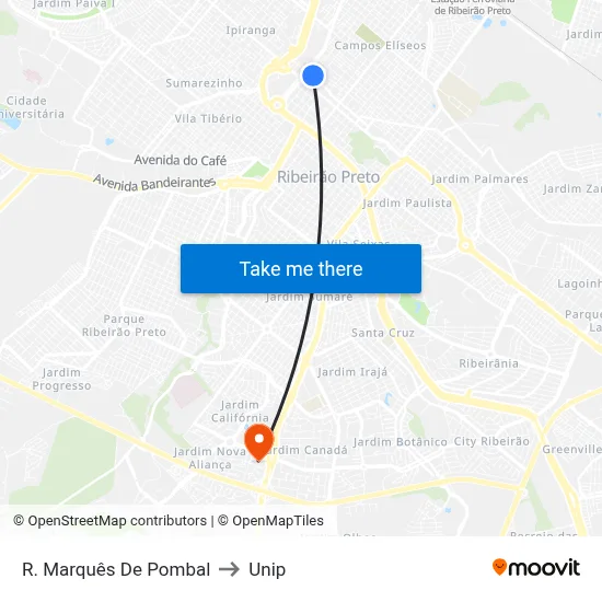 R. Marquês De Pombal to Unip map