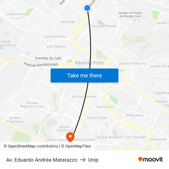 Av. Eduardo Andréa Matarazzo to Unip map