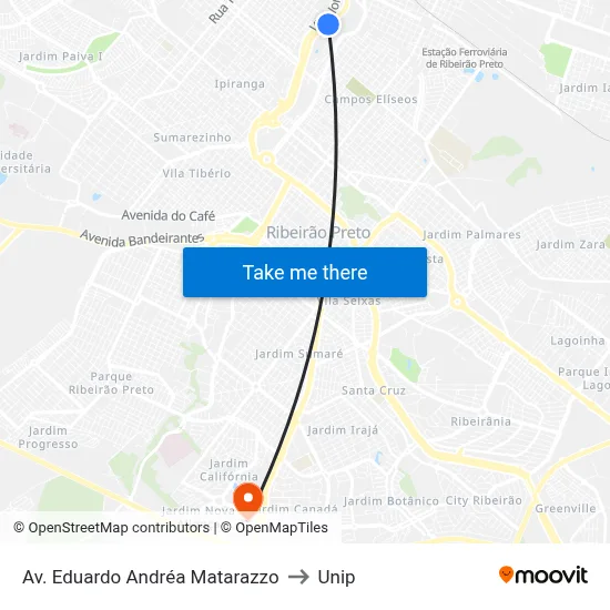 Av. Eduardo Andréa Matarazzo to Unip map