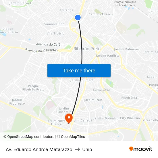 Av. Eduardo Andréa Matarazzo to Unip map