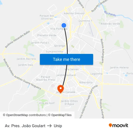 Av. Pres. João Goulart to Unip map