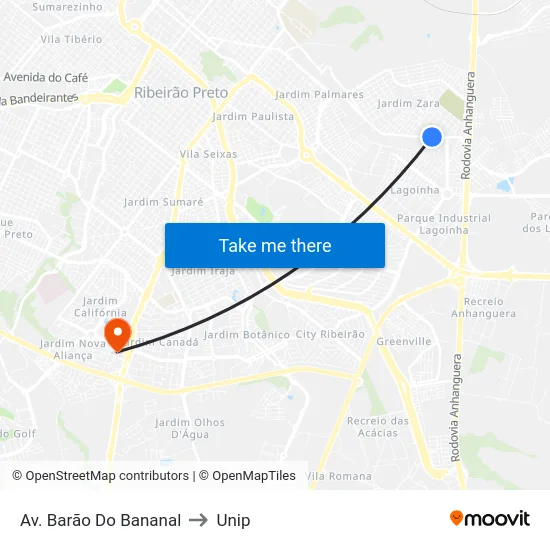 Av. Barão Do Bananal to Unip map