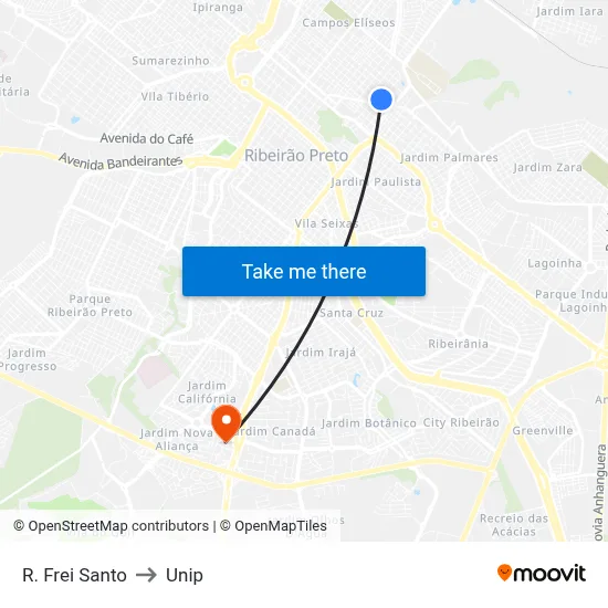 R. Frei Santo to Unip map