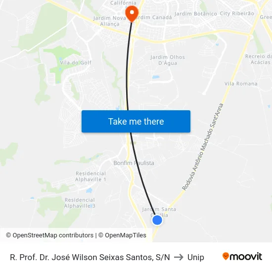 R. Prof. Dr. José  Wilson Seixas Santos, S/N to Unip map