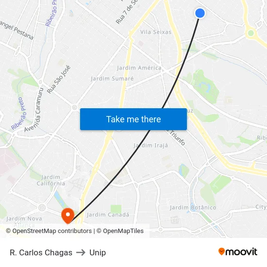 R. Carlos Chagas to Unip map