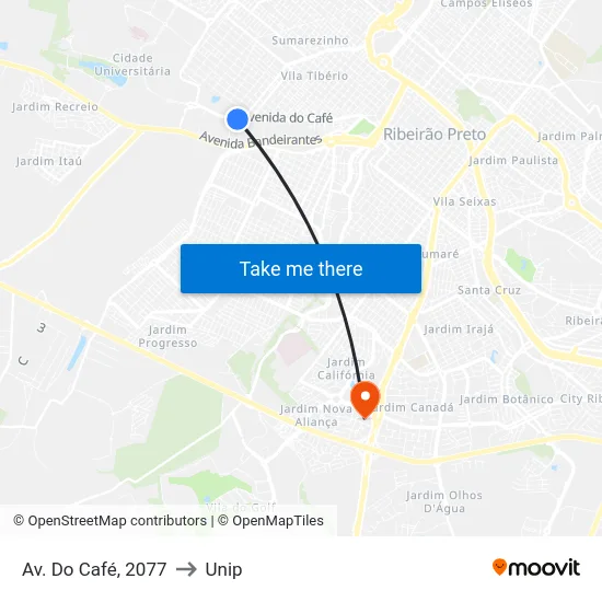 Av. Do Café, 2077 to Unip map
