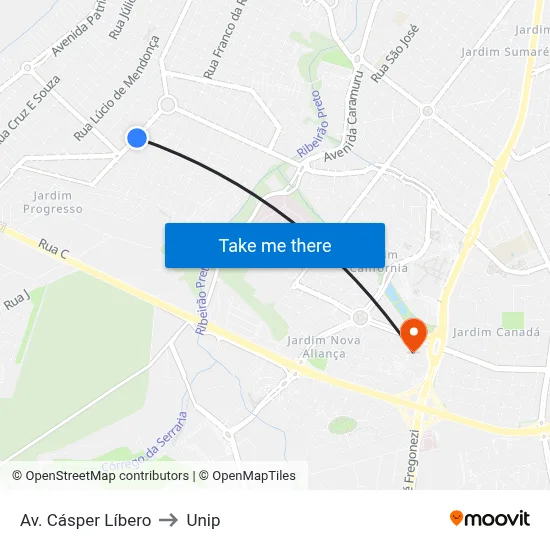 Av. Cásper Líbero to Unip map