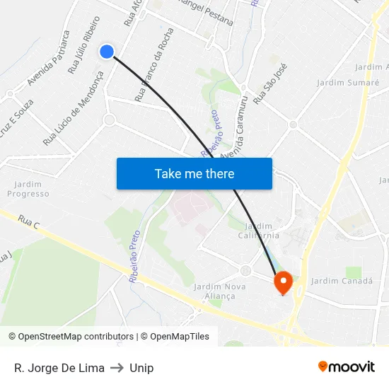 R. Jorge De Lima to Unip map