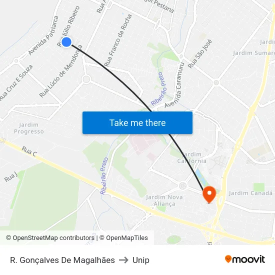 R. Gonçalves De Magalhães to Unip map