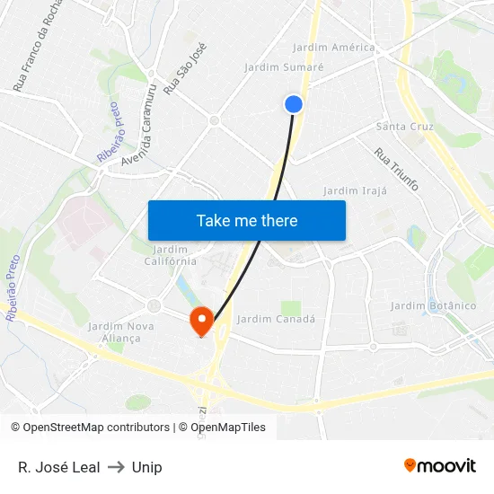 R. José Leal to Unip map