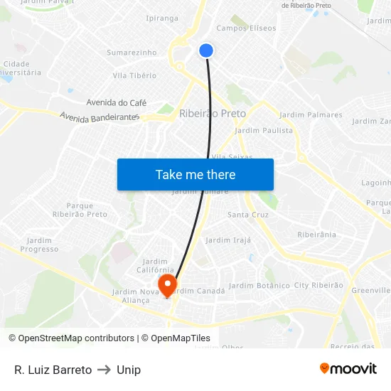 R. Luiz Barreto to Unip map