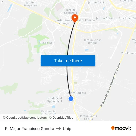 R. Major Francisco Gandra to Unip map