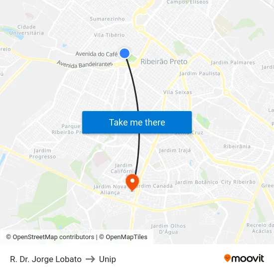 R. Dr. Jorge Lobato to Unip map