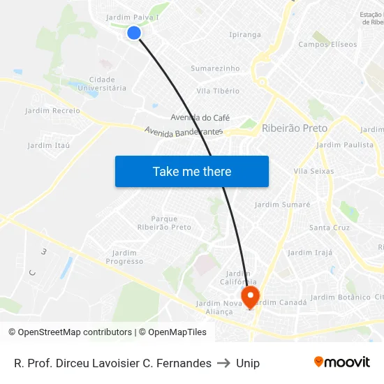 R. Prof. Dirceu Lavoisier C. Fernandes to Unip map