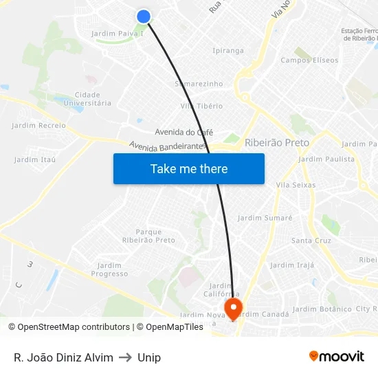 R. João Diniz Alvim to Unip map