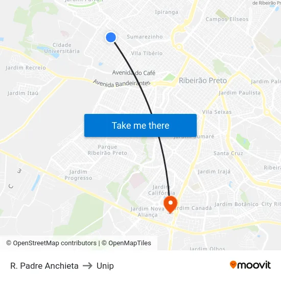 R. Padre Anchieta to Unip map
