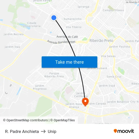 R. Padre Anchieta to Unip map