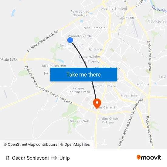 R. Oscar Schiavoni to Unip map