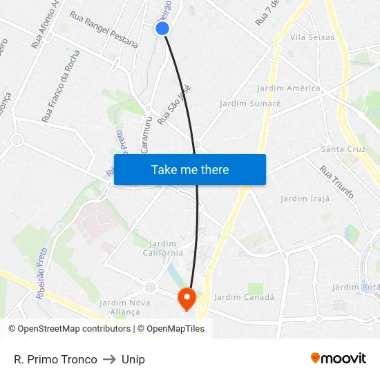 R. Primo Tronco to Unip map