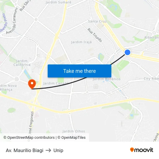 Av. Maurílio Biagi to Unip map