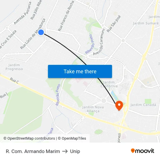 R. Com. Armando Marim to Unip map