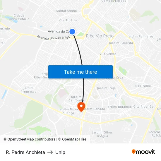 R. Padre Anchieta to Unip map