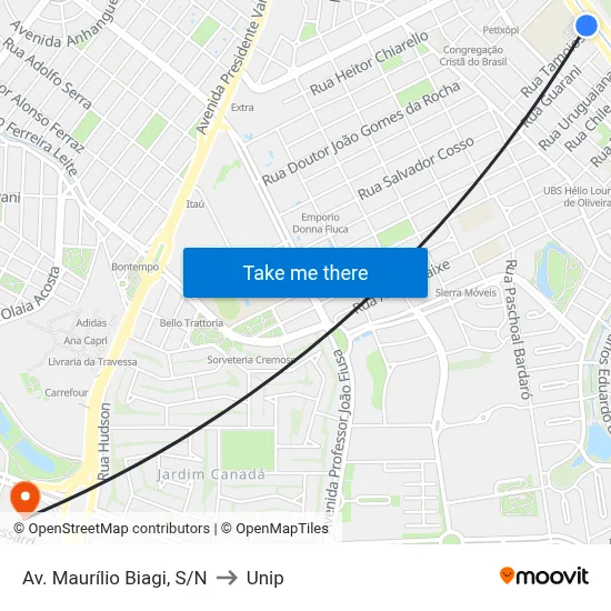 Av. Maurílio Biagi, S/N to Unip map