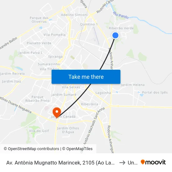 Av. Antônia Mugnatto Marincek, 2105 (Ao Lado) to Unip map