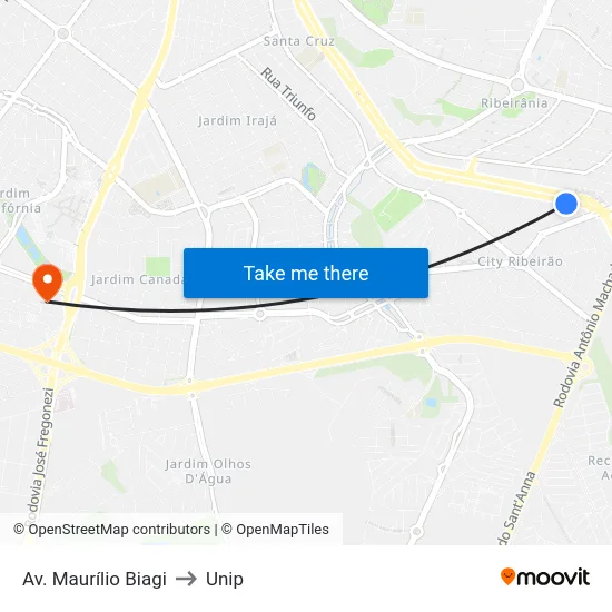 Av. Maurílio Biagi to Unip map