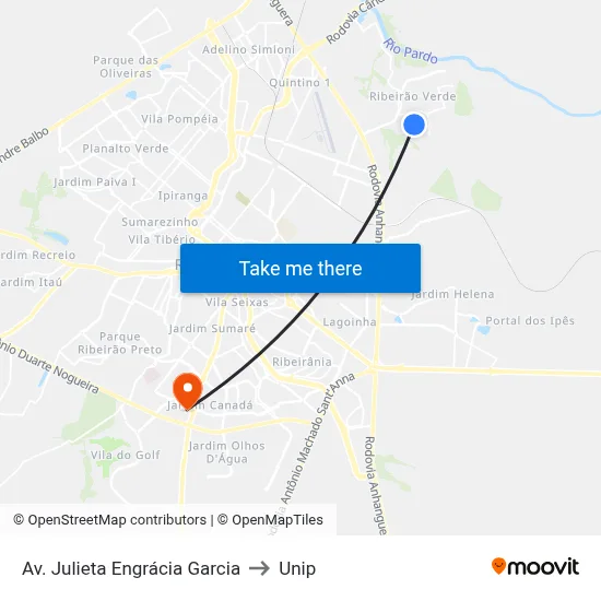 Av. Julieta Engrácia Garcia to Unip map