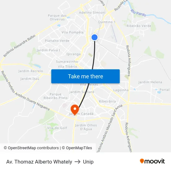 Av. Thomaz Alberto Whately to Unip map