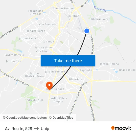 Av. Recife, 528 to Unip map