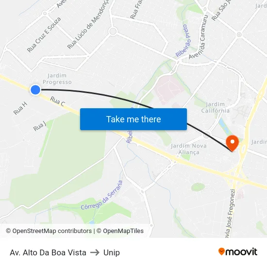 Av. Alto Da Boa Vista to Unip map