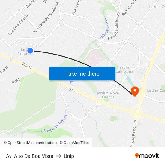 Av. Alto Da Boa Vista to Unip map