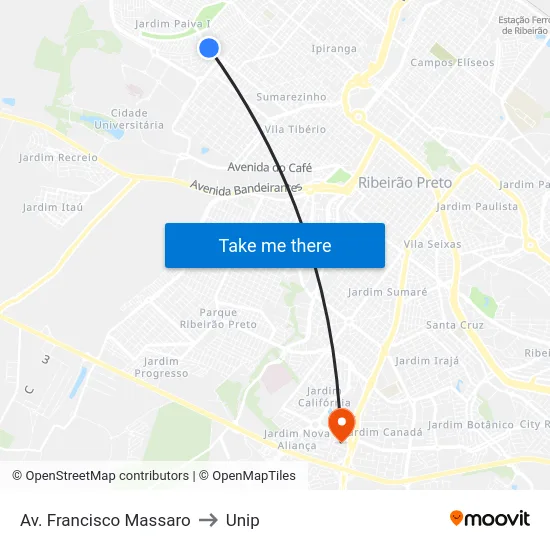 Av. Francisco Massaro to Unip map