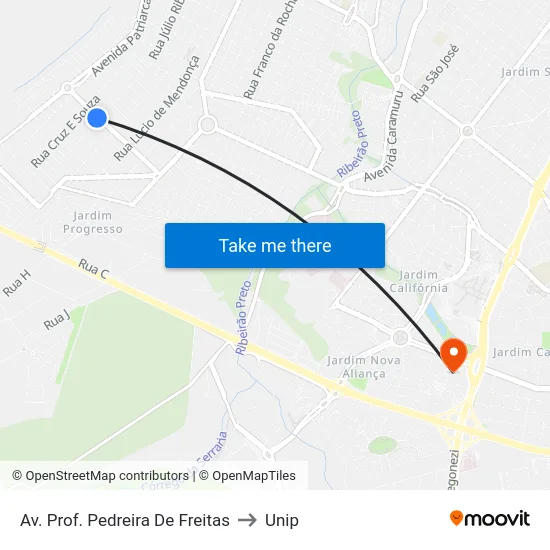 Av. Prof. Pedreira De Freitas to Unip map
