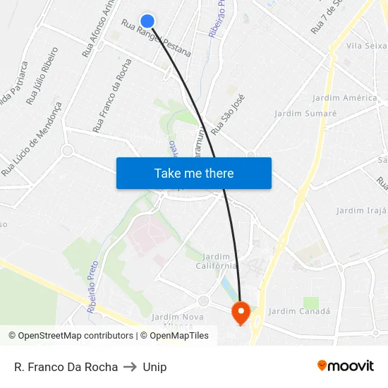R. Franco Da Rocha to Unip map