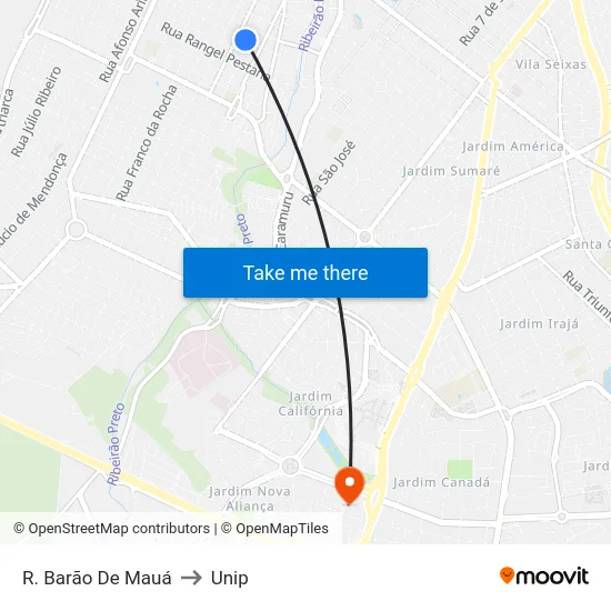 R. Barão De Mauá to Unip map